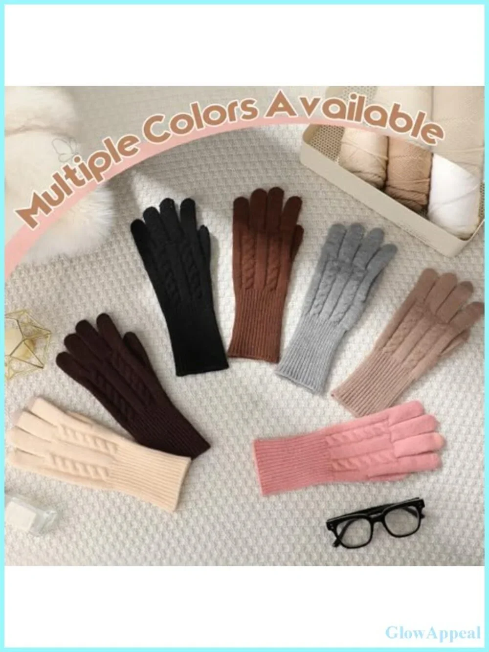 Women's Knit Winter Gloves 2 Pairs Touchscreen Fleece Lined Elastic Cuff